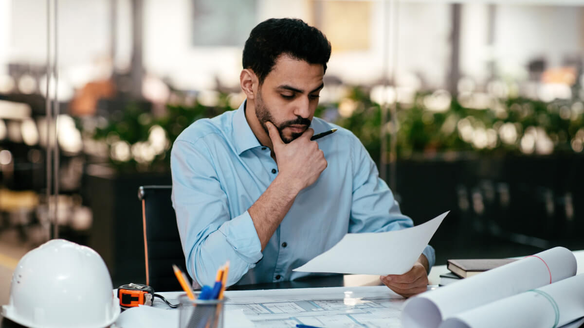 Man looking at document